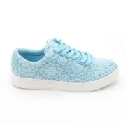 Isaac Mizrahi Live! Crochet Lace-Up Sneakers Sky Blue
