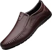 [QEEFXLQI] Men's Leather Shoes Casual Leather Shoes for Men, Soft Leather Business Shoes for Spring and Autumn, Shoes for Men(Brown,40)
