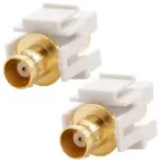 2x BNC Video Keystone Jack Coupler Coax Connector Wall Plate CCTV Camera White