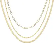 PAVOI 14K Gold Plated Dainty Layering Necklaces for Women | Snake Chain, Curb Link, Paperclip Layered Chains | Trendy Layering Necklace