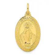 Ss/Gold Plated Sterling Silver Gold-Tone Polished Solid Miraculous Medal Pendant