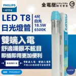 【PHILIPS 飛利浦】6支 LED T8 4尺 18.5W 865 白光 全電壓 雙端入電 LED日光燈管