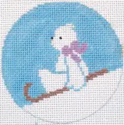 Bear Sledding Christmas Ornament Hand Painted Needlepoint Canvas