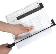 Guillotine, Paper Trimmer Cutter, Metal Base A4 Paper Cutter for Home Office, 12 Sheet Capacity - White
