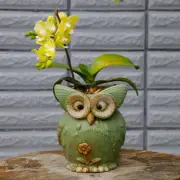 Owl Pot Ceramic Flowing Glaze Base Serial Set w/ Drainage Hole Home Office