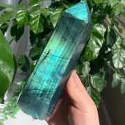 657g Flash Labradorite Stone Point Tower Quartz Crystal Specimen Collection