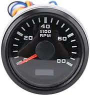 Tachometer Gauge, 7 Color Backlight 8000RPM Tacho Meter with Hours Display, 52mm 2inch RPM Meter for Auto Truck Tractor RV Boat Marine (Black Dial Black Bezel)