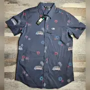 Travis Mathew NEW Men's Button Up Shirt What Goes Up VW Volkswagen Navy Blue S