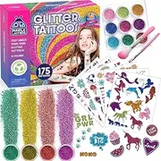 Glitter Tattoo Kit: Temporary Tattoo kit with Glitter Tattoos for Kids by Purple Ladybug