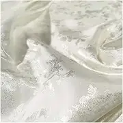 Satin Fabric, 58 Inch Wide Polyester Jacquard Satin Fabric Multicolor Multiple Sizes(Natural White,10Meters X 1.48Meter)