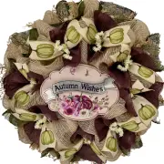 Autumn Wishes Harvest Wreath Handmade Deco Mesh