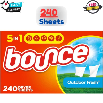 Bounce Dryer Sheets Laundry Fabric Softener, Outdoor Fresh - 240 Count