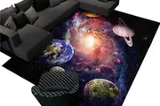 Space Rug For Playroom Solar System Educational Rug Floor Mat-Style 4 Multicolor Cosmic Planet
