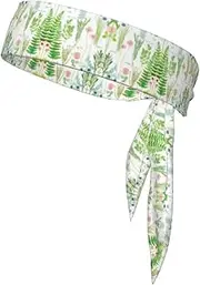 Springtime Herb Garden Sports Strap Double-Sided Headscarf Men's Bow Tie Sports Headscarf Running Yoga Exercise Headband