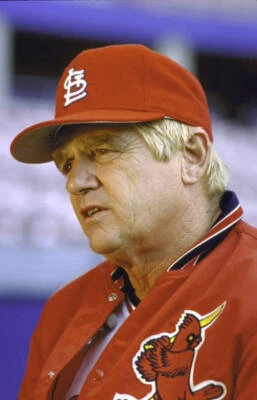 St Louis Cardinals manager Whitey Herzog on field before game vs C- Old Photo