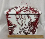 Red And White Splatterware Enamel Bread Box