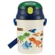 【小禮堂】恐龍 日本製 直飲式水壺附背帶 塑膠水瓶 兒童水壺 340ml 《米藍 火山》