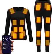 [IMYOGI] Cozy Unisex Heating Underwears, 5 Gear Temperature APP Control 20 Zones USB Electric Thermal Underwears Shirt and Pant