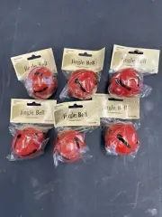 Lot of 6 Jingle Bells, 62mm Craft Bells w/ Star Cutouts for DIY, glossy Red NIP