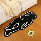 Large Black Humanoid Bath Mat - Machine Washable Non-Slip Floor Rug