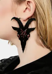 [Too Fast] Red Pentagram Satan Hoop Earrings