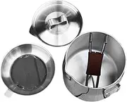 Camping Pan - Camping Cooking Pot,Stainless Steel Non-Stick Outdoor Accessories with Lid Lightweight Portable Camp Cookware for Travel