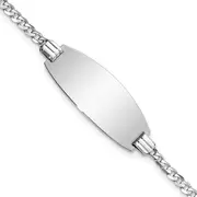 Solid 14K White Gold Oval Curb ID Bracelet