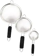MOLUCKFU Sturdy and Reliable 3pcs Stainless Steel Mesh Strainer Flour Sifter Easy to Use and Store
