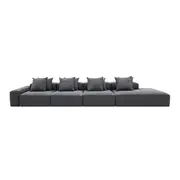 [James Lane] Riley Linen Charcoal Modular Sofa - 1x Arm, 3x Armless, 1x Right Terminal