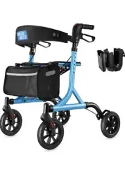 WALK MATE ROLLATOR WALKER Padded Seat & Backrest Cup Holder 8”Wheels Bag