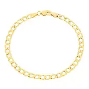 10K Yellow Gold 4.5mm Womens Cuban Link Curb Chain Bracelet Italian Made 7"