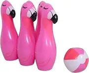Abaodam Summer Fun Giant Bowling Game Inflatable Set for Boys and Girls Flamingo Bowling Pins Develop Hand-Eye Coordination Indoor/Outdoor Play
