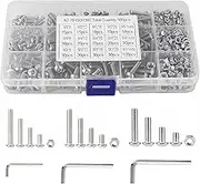 M3 M4 M5 500pc 304 Stainless Steel Hex Socket Button Head Bolts Screws Nuts Kit - Allen Hex Drives - Button Head Cap Screws- Storage Box