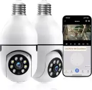 2K Light Bulb Security Camera Wireless Outdoor,AI Motion Detection Cameras-2pack