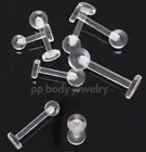 16G 14G 12G 10G Clear Acrylic Labret Monroe Tongue Ring Retainer 1/4" to 5/8"