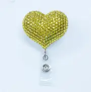 Blinged Yellow Heart Retractable ID Badge Reel / ID Badge Holder / AZblinger