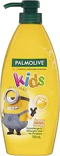 Palmolive Kids 3 in 1 Hair Shampoo, Conditioner and Body Wash 700mL, Minions Funny Honey, Hypoallergenic, Detangles Hair, No Parabens