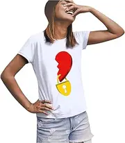 [Generic] Womens Oversized Tee Blouse Sleeve Printed Day Womens Heart T-Shirt Women's Blouse Polyester Long Sleeve Women Shirt