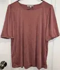 Green Envelope Women's Top XL Blouse Short Sleeve Ribbed Rose Pink Red Mauve NWT