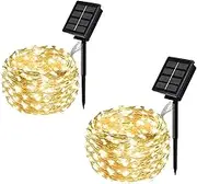 MAOKOT Solar String Lights, 100 LED 33ft Outdoor Solar Fairy Lights, Garden Copper Wire Decorative Solar Lights, Waterproof Indoor Outdoor Lighting for Garden, Patio, Yard, House(Warm White, 2Pack)