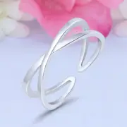 5mm Criss Cross Band 925 Sterling Silver Toe Ring Thin Adjustable Toe Ring