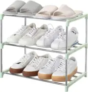 Stackable Small Shoe Rack, Entryway, Hallway and Closet Space 3-Tier, Green