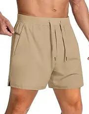 [SERAMY] Men's Running Shorts 5" with Zipper Pockets Lightweight Quick Dry Stretch Men Gym Athletic Shorts for Casual Training