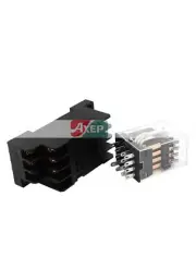 A● HH54PL 14 Pin Green LED General Purpose Power Relay w Base Coil DC12V