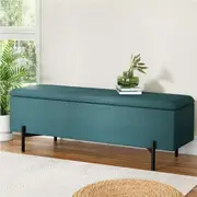 140cm Artiss Storage Ottoman Blanket Box Velvet Green