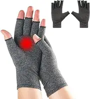 [Bowcig] Fingerless Arthritis Compression Gloves for Women & Men - Thermal Relief for Carpal Tunnel, Rheumatoid Hands, Cycling & Outdoor Activities (Size M), Grey