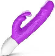 G-spot Rabbit Realistic Vibrator Dildo with Bunny Ears for Clitoris Stimulation, Waterproof Rechargeable Vibrator with 9 Strong Vibrations Dual Motor Stimulator for Women or Couple Fun (Purple)