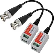 jojofuny Cat5 Video Transceiver Coaxial to 2000ft Range Black Video Tranceiver Cable No Power Supply
