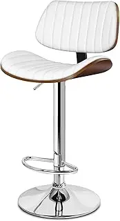 [ALFORDSON] 1x Bar Stool, Adjustable Kitchen Stool, Swivel Counter Barstool, Wooden Dining Chair in 63-83cm Seat Height with Anti-Slip Floor Protector for Home Bar Dining Room, Lizzy White