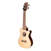 Martinez 'Southern Belle' 7-Series Solid Spruce Top Acoustic-Electric Cutaway Concert Ukulele with Hard Case (Natural Gloss)